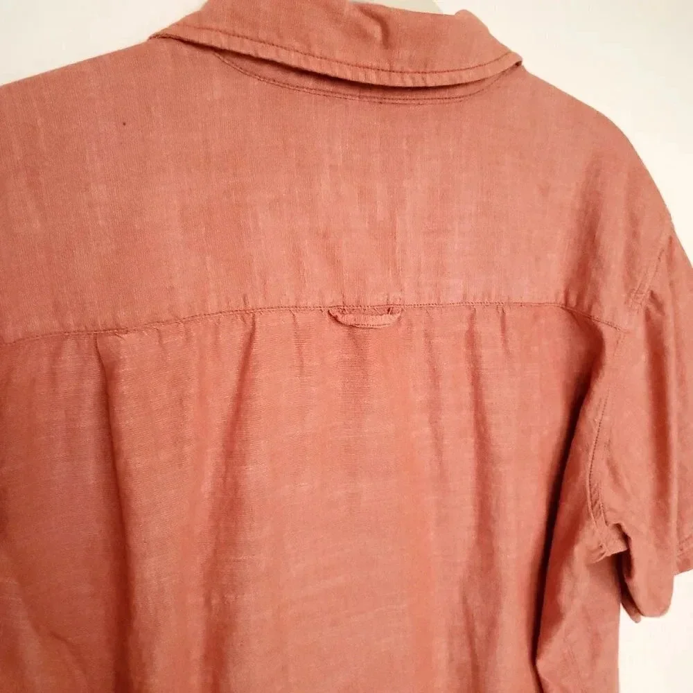 Carhartt Men's Shirt Large Solid Burnt Orange Button Down Pockets Short Sleeve - Picture 10 of 12